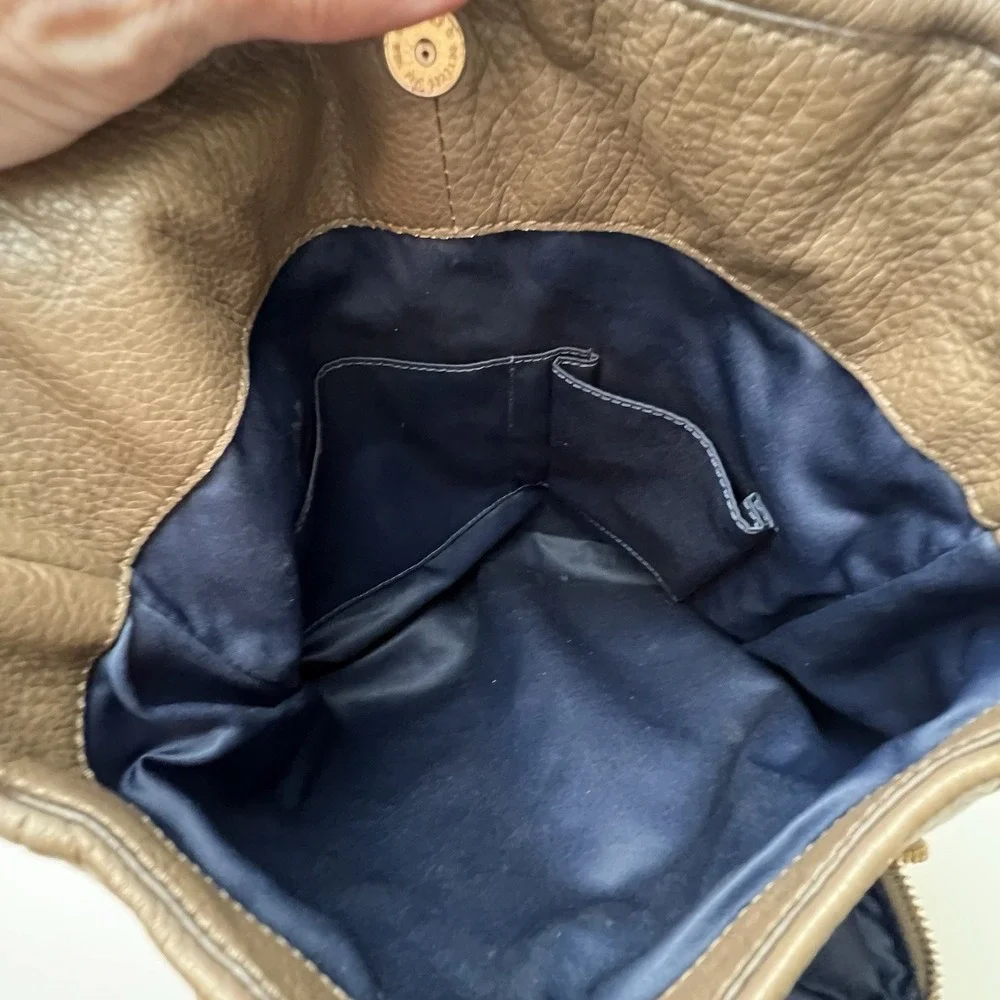 Coach Madison Pebble Taupe/Brown Large Leather Shoulder Bag Minimalist